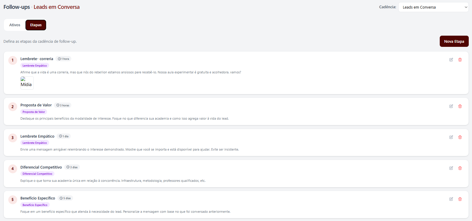 Follow-up automatizado no CRM